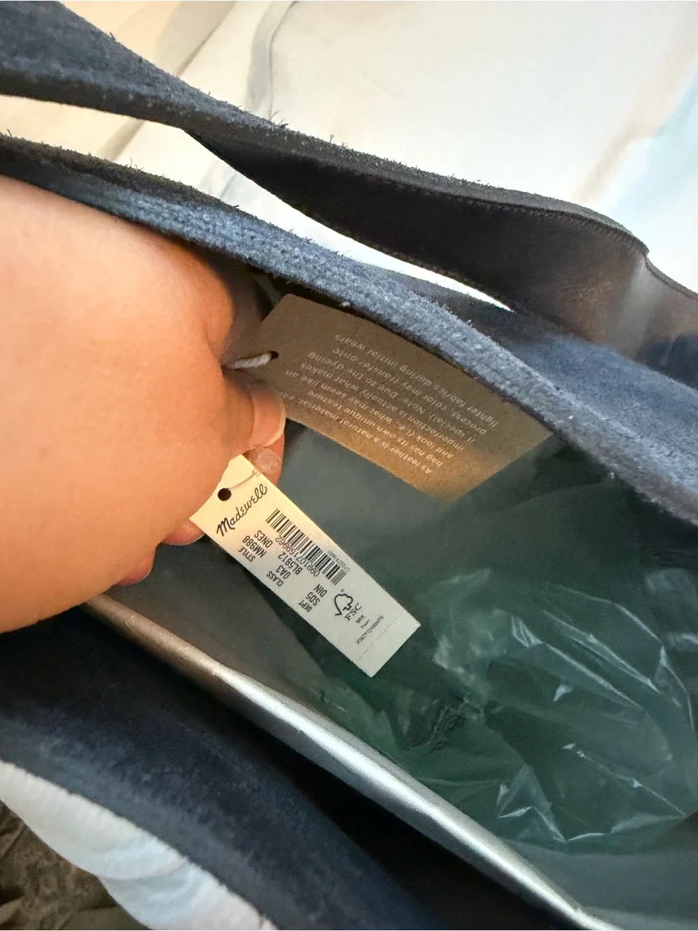 Madewell Classic Blue Suede Shoulder Tote - Bucket Bag, NWT